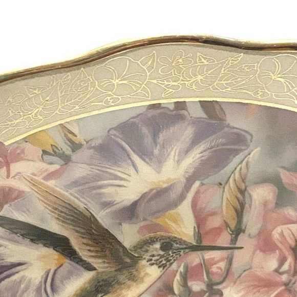 Whispering Wings MORNING GLORY Plate #1 First Issue Hummingbird Floral Flowers - Picture 3 of 7